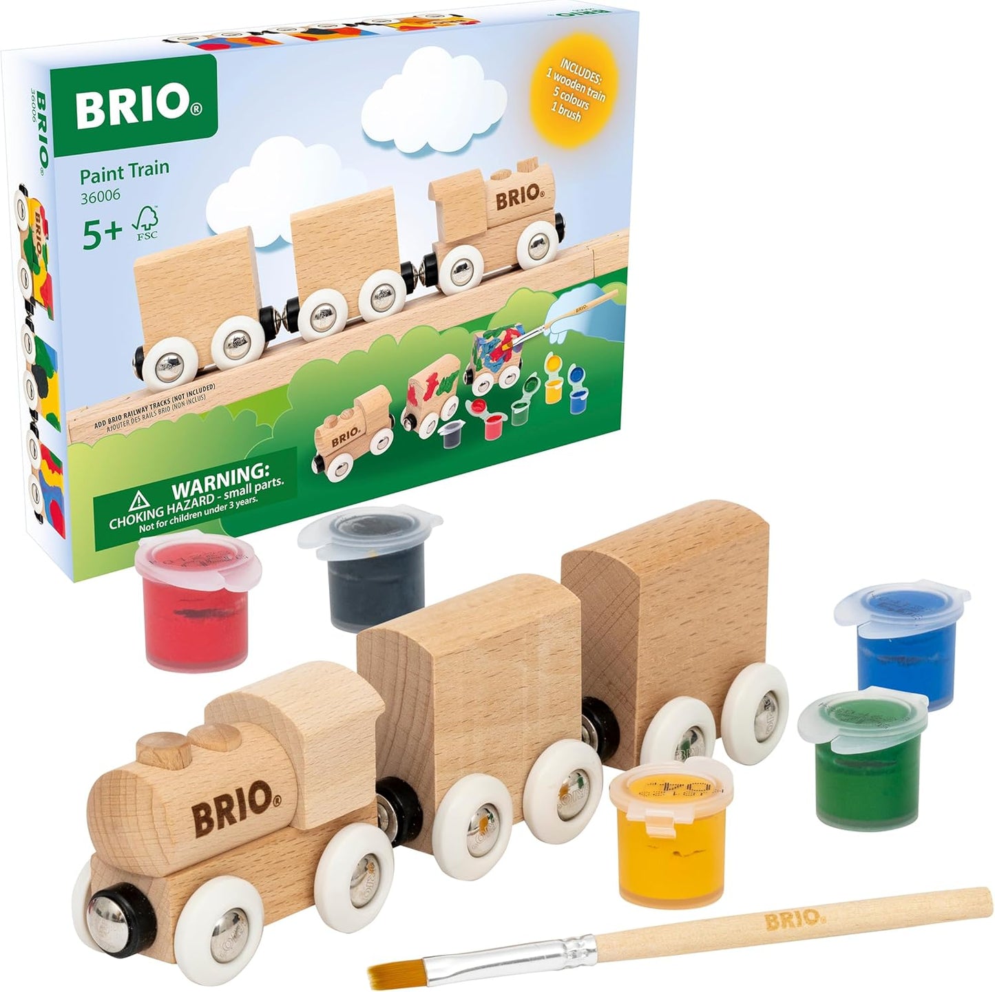 BRIO 36006 Holzzug – Anmalbare Eisenbahn für kreative Kinder