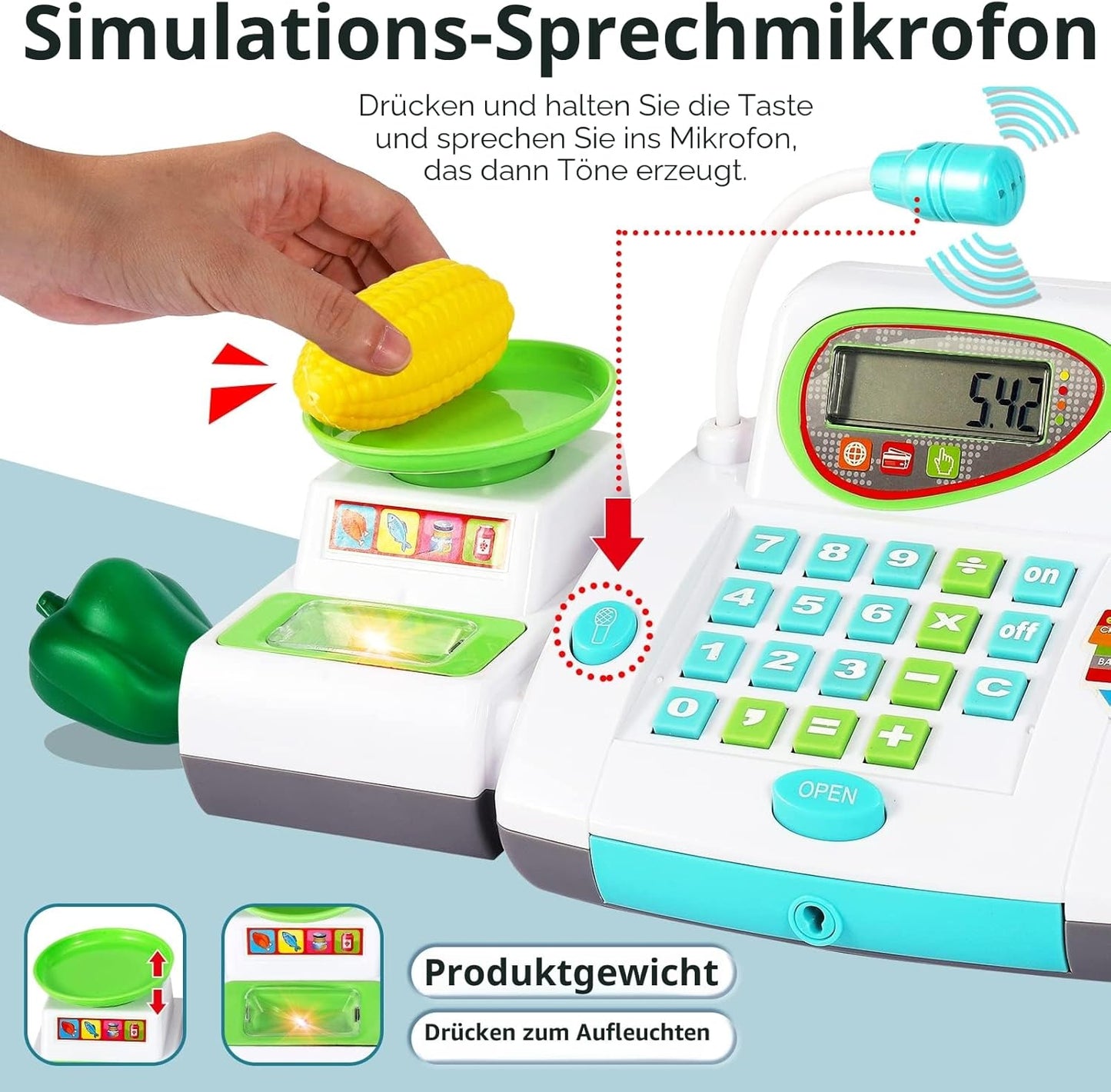 HERSITY Kaufladen Kasse – Interaktive Spielkasse für Kinder
