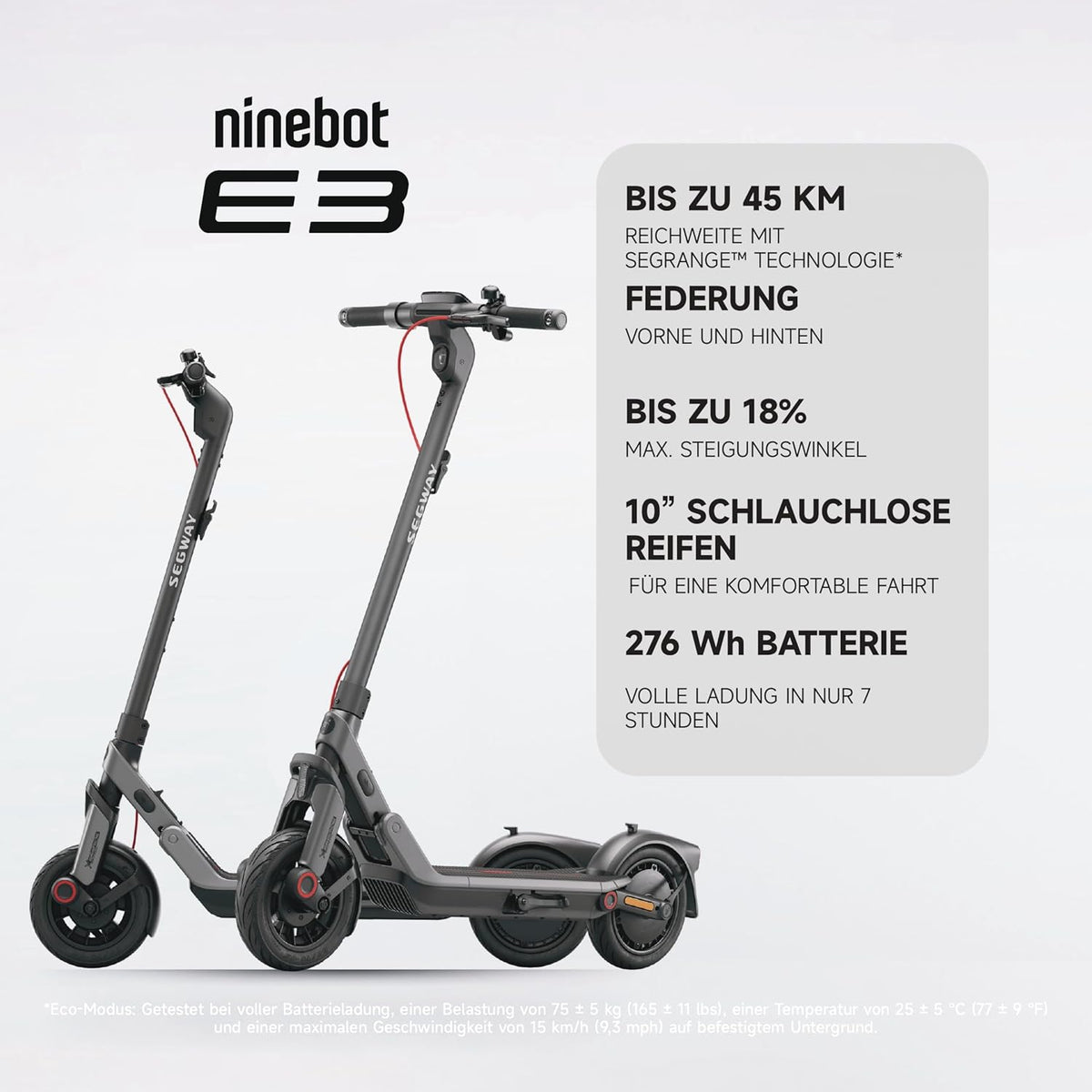 Segway-Ninebot E3 E-Scooter – 45 km Reichweite