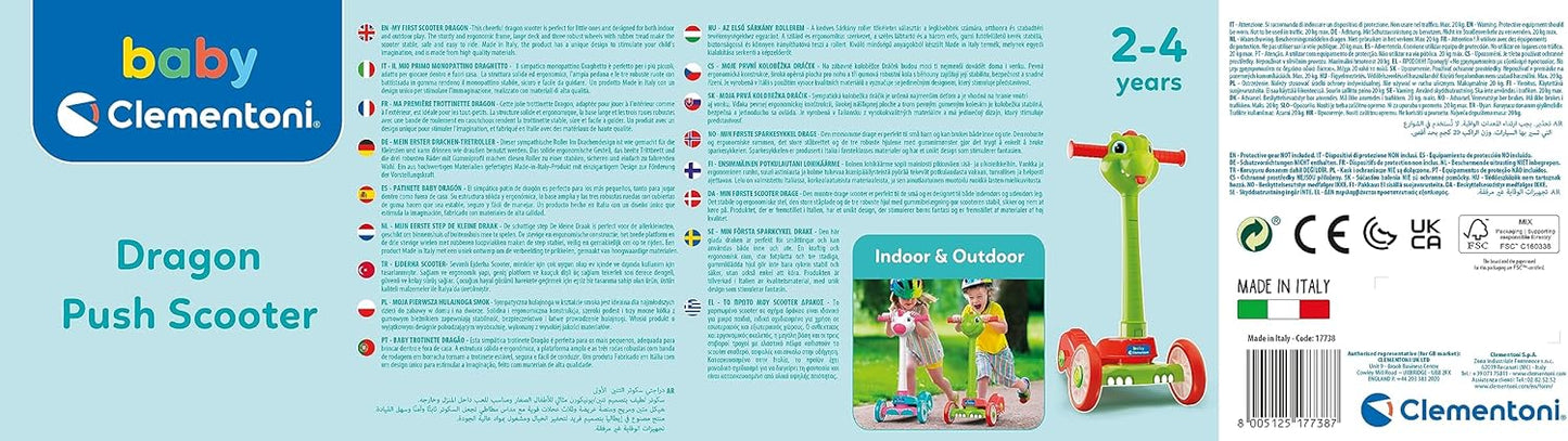 Clementoni Trottinette Bébé Dragon – Stabiler 3-Rad-Scooter
