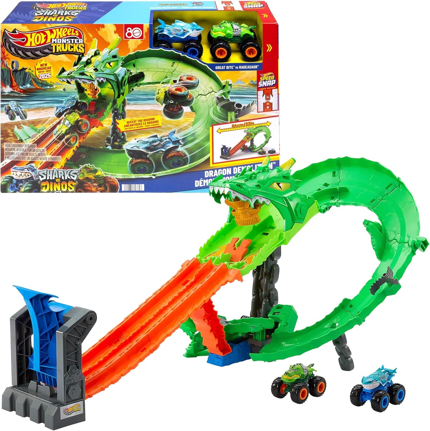 Hot Wheels Monster Trucks – Drachenzerstörungsspielset 1:64