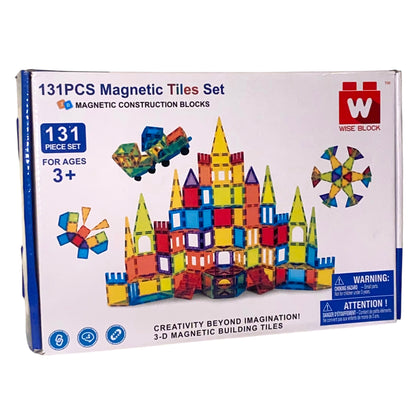 Magnetische Bauklötze Spielzeug 131 Stück mit 2 Autos, 3-8 Jahre Geprüft