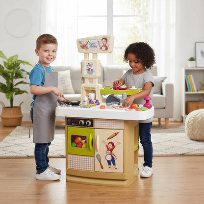Smoby Super Benny „Die Küche der Köstlichkeiten“ – Spielküche mit Schürze & 32 Zubehörteilen