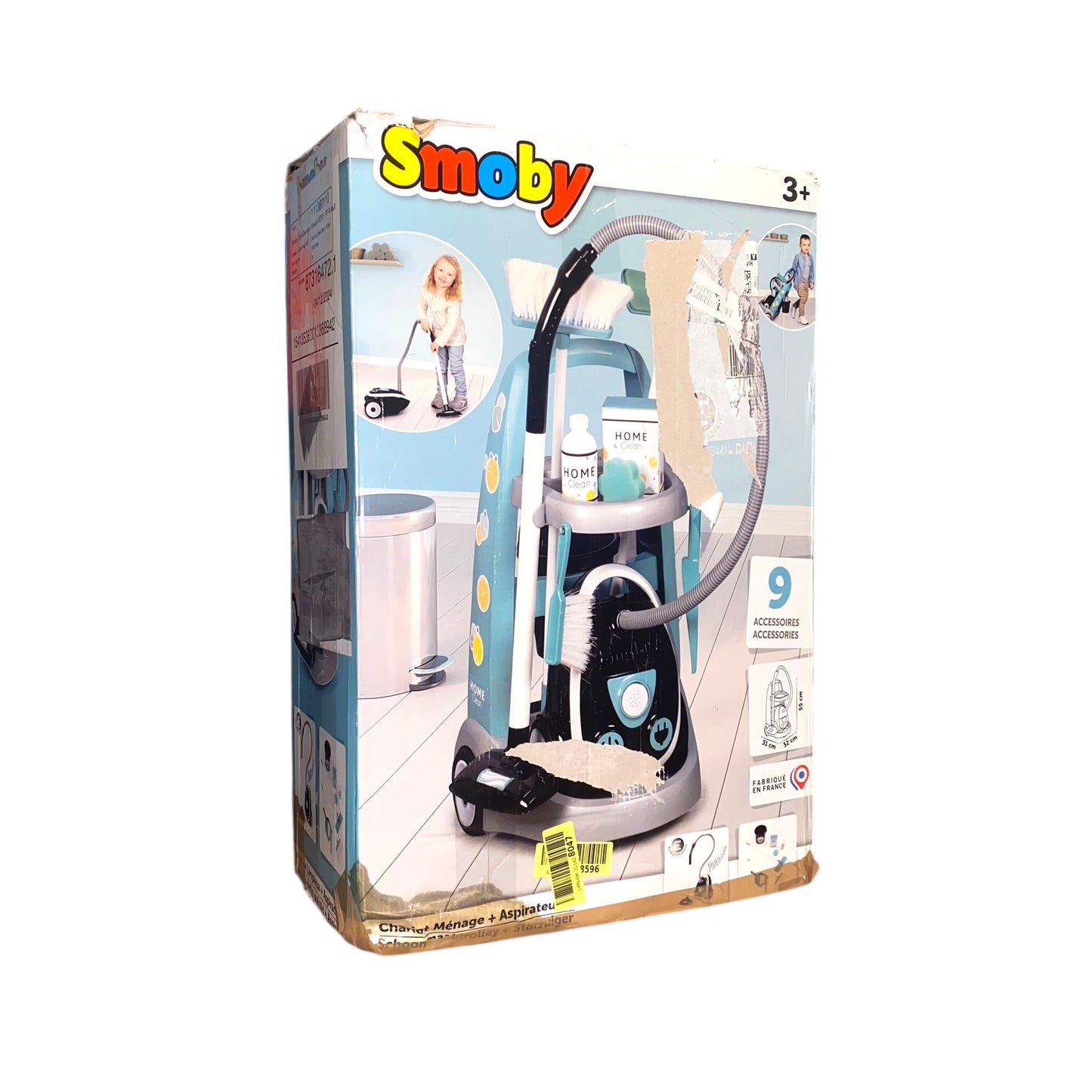 Smoby Putzwagen mit Zubehör ohne Staubsauger – Spiel-Reinigungsset ab 3 Jahren